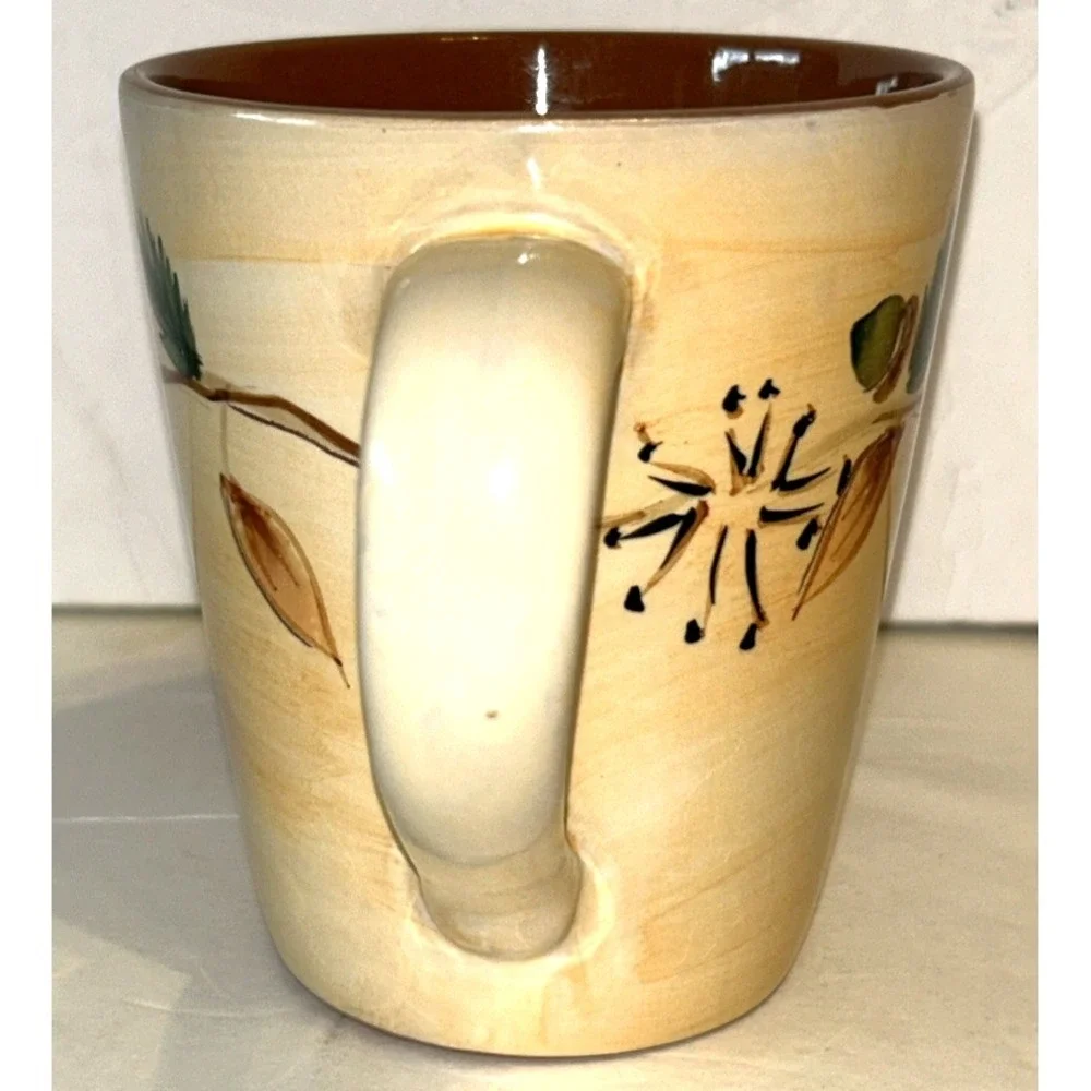 LOT 2 Pottery Barn Tree of Life Autumn Leaves Acorns Coffee Mugs